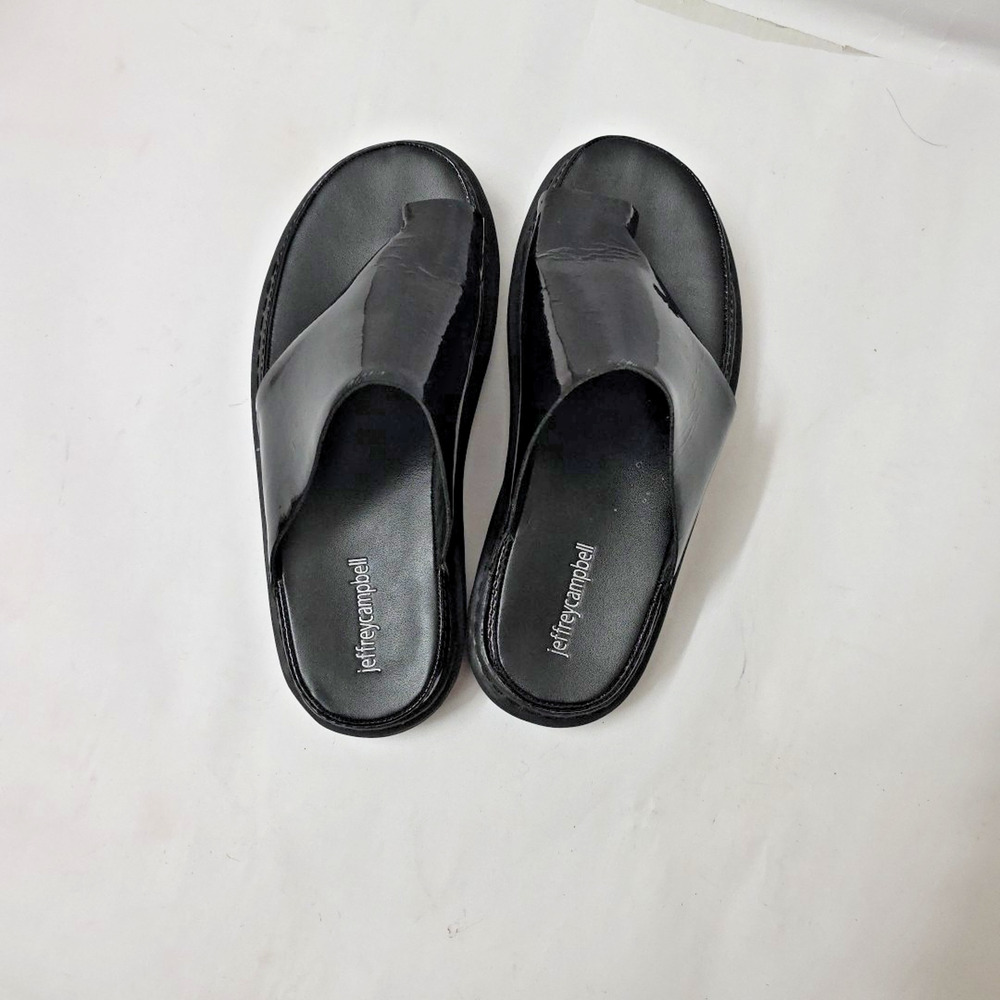 Jeffrey Campbell Chopper Platform Sandal Black Patent Leather Y2K size 9 - Picture 11 of 11